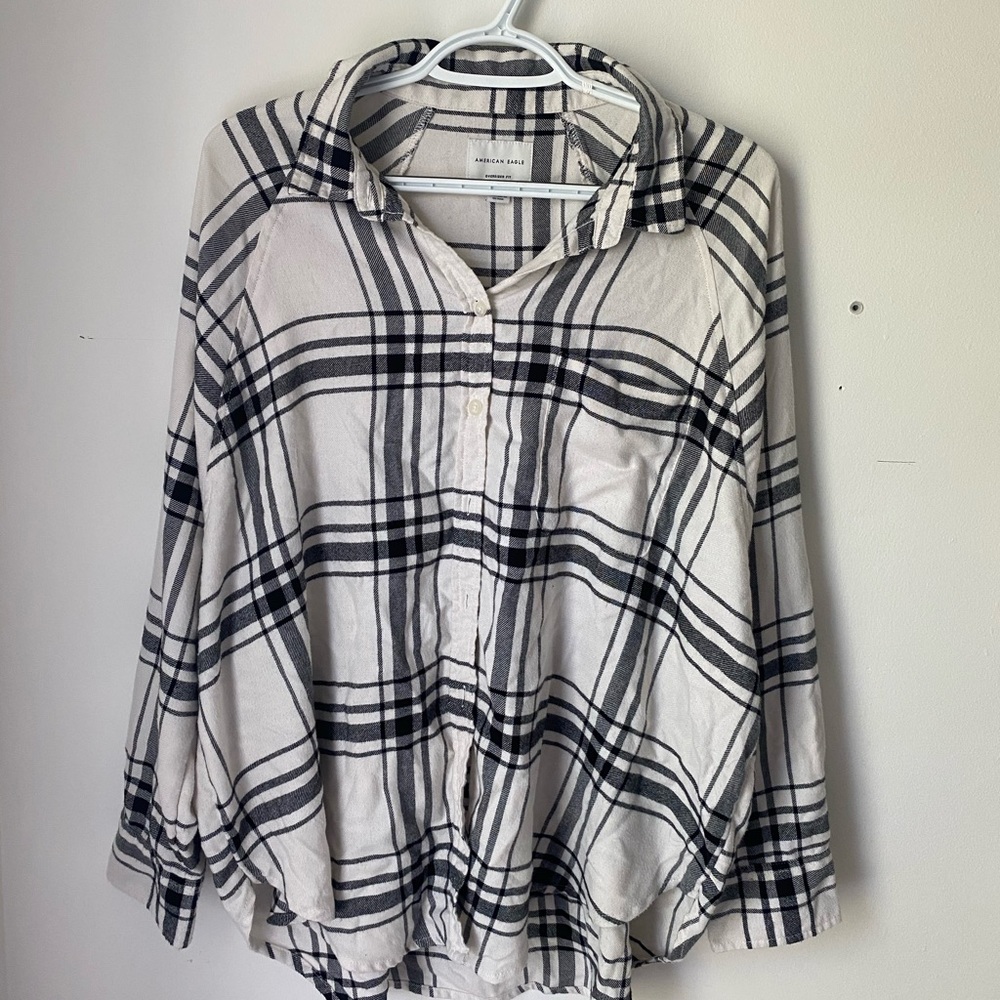 Black and white button down flannel